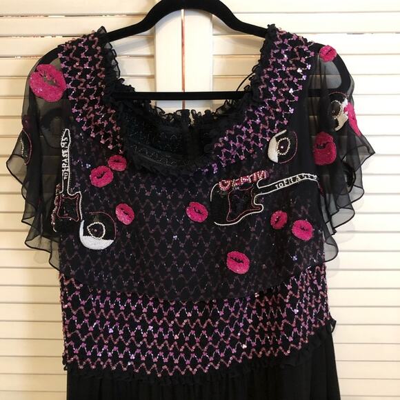 Custom Made Vintage Rock n Roll Sequin Beaded Evening Gown - Picture 1 of 6